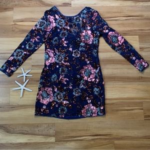 NWT! Anthropologie Women’s Navy Blue Sequined Mini Dress, Size 6